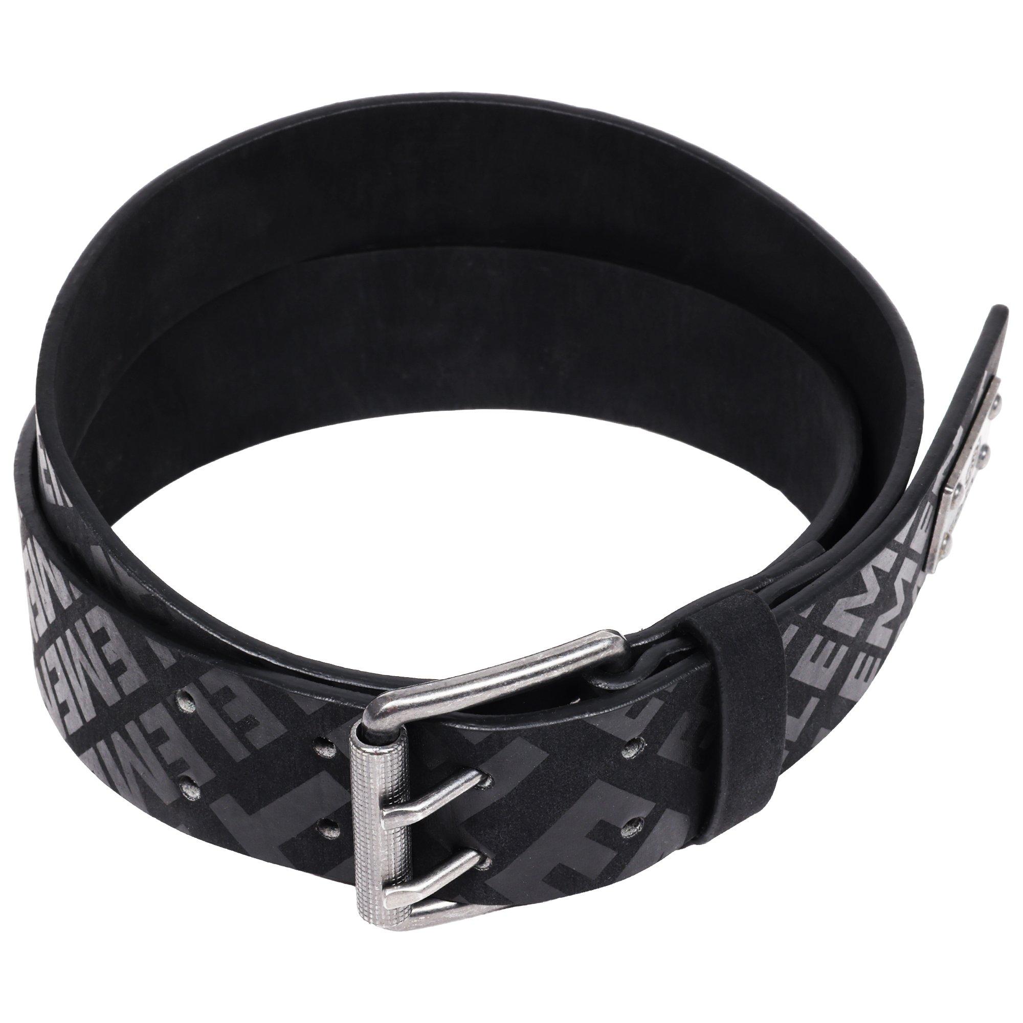Element Adult Distressed Antique Silver Roller Buckle PU Belt - Black - BLACK